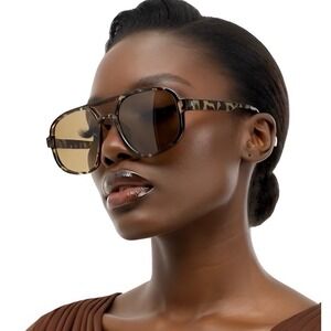 Women's Aviator Sunglasses Hip Hop Leopard Print Tortoise Shell Gradient Lenses